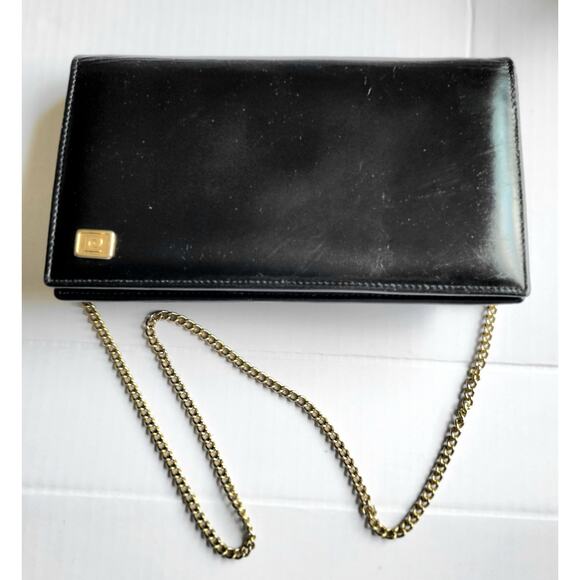 Vintage Pierre Cardin Clutch Shoulder Handbag Structured Black Leather 1970s - Picture 5 of 12